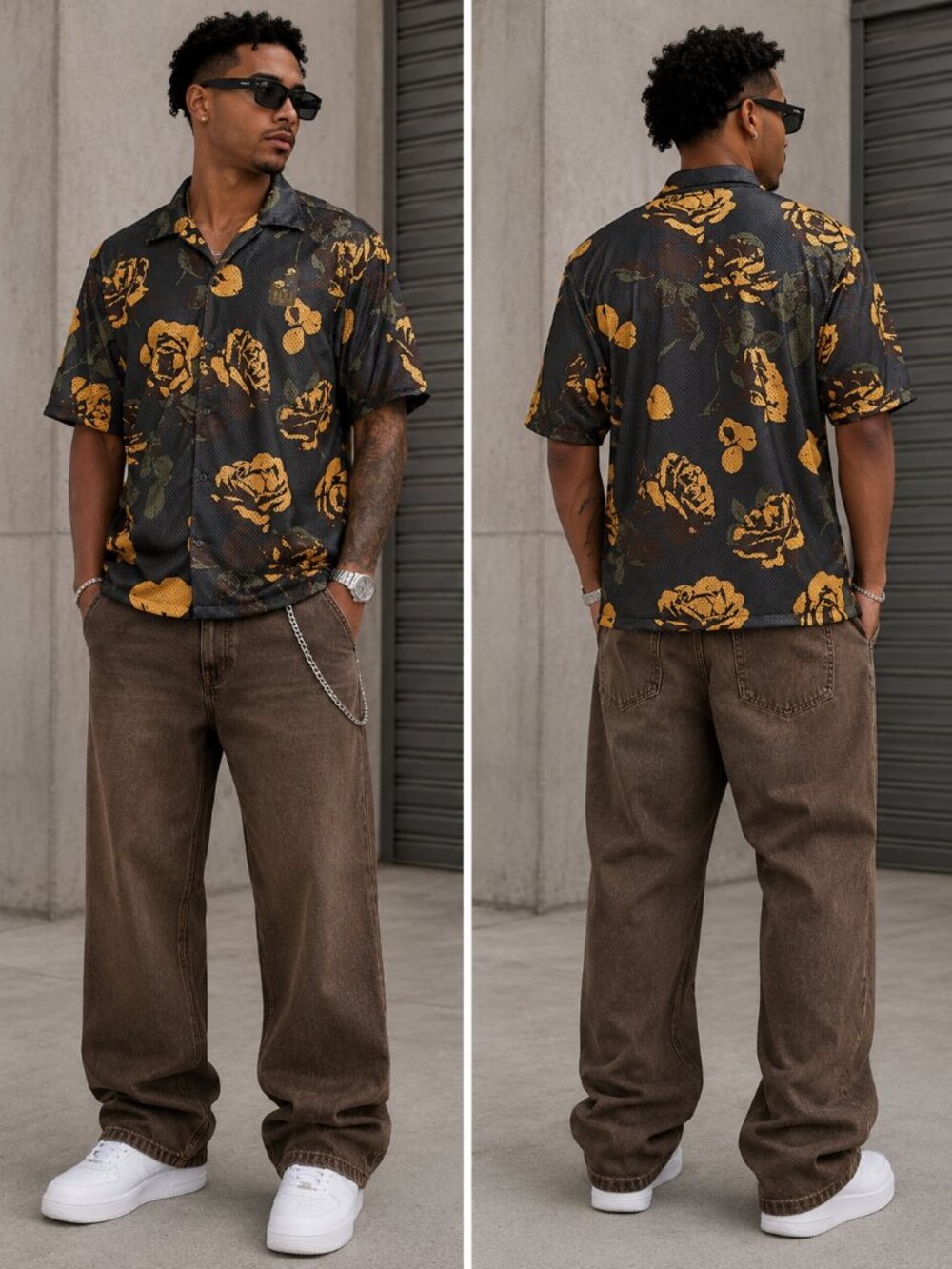 New Men's Nike Button Down Mesh Floral Top - XS